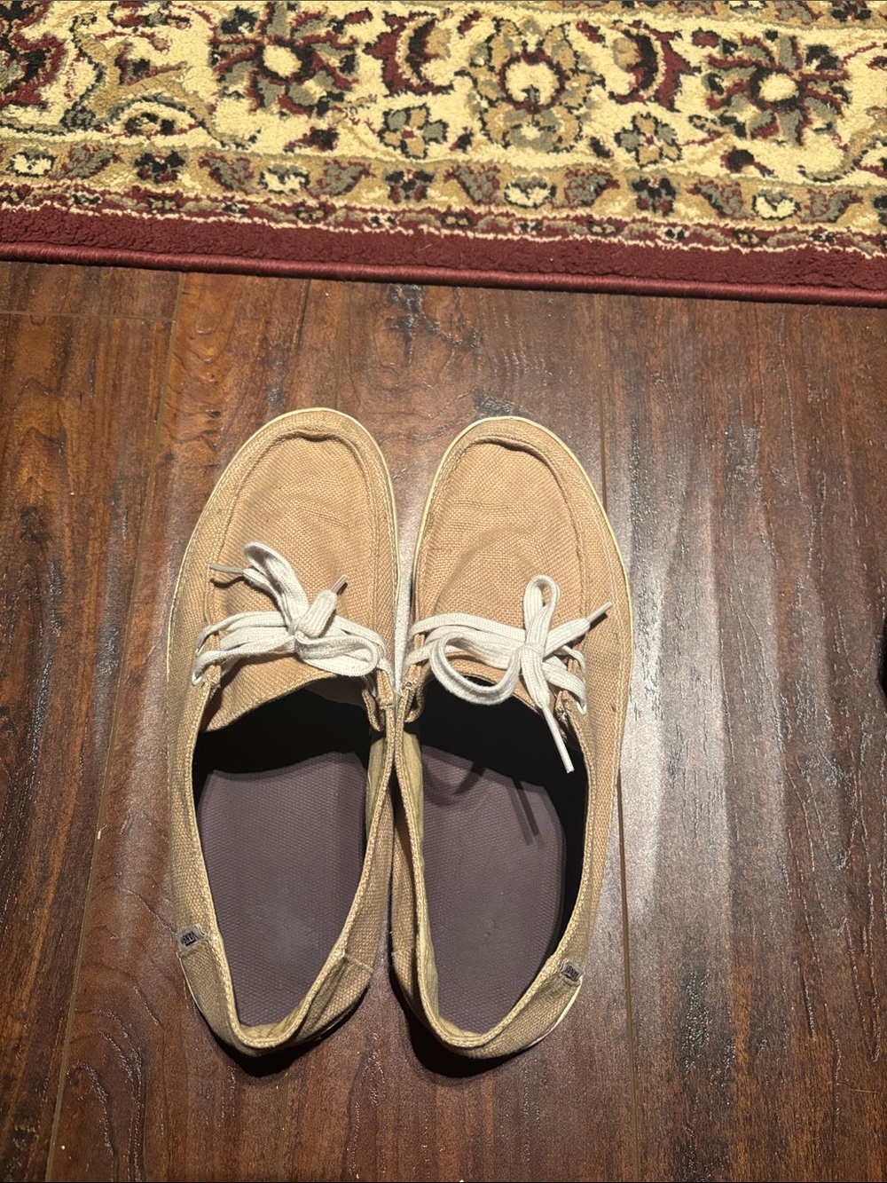 Vans Men's Tan Canvas Boat Shoes with White Laces